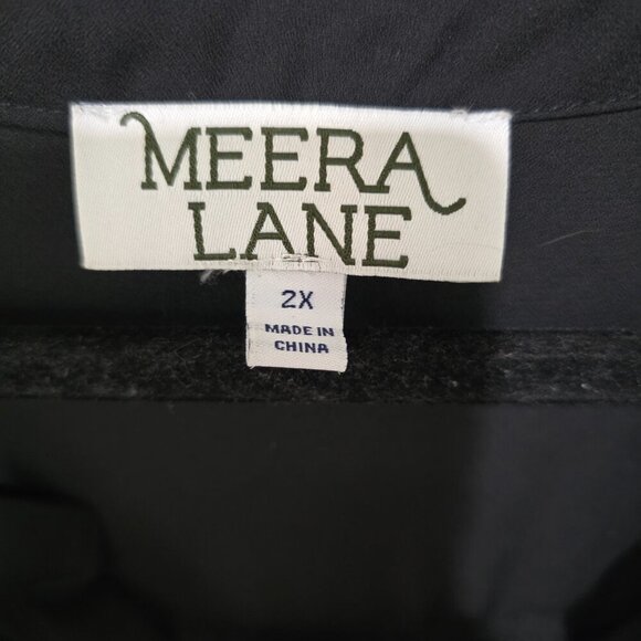 Meera Lane Plus Size 2X Black Blouse – Flowy Tunic Top w/ Back Detail - Picture 2 of 10